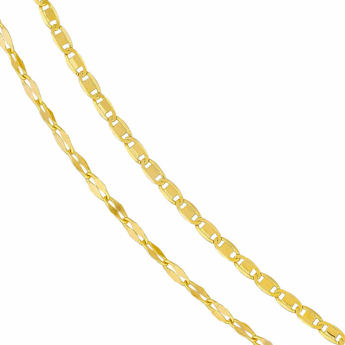 14K Gold Layered Hammered Forzatina Chain (Solid Links) 16" - 18" Adjustable - WJD Exclusives