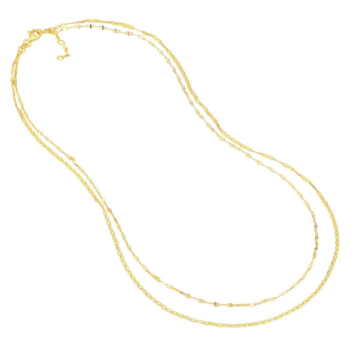 14K Gold Layered Hammered Forzatina Chain (Solid Links) 16" - 18" Adjustable - WJD Exclusives