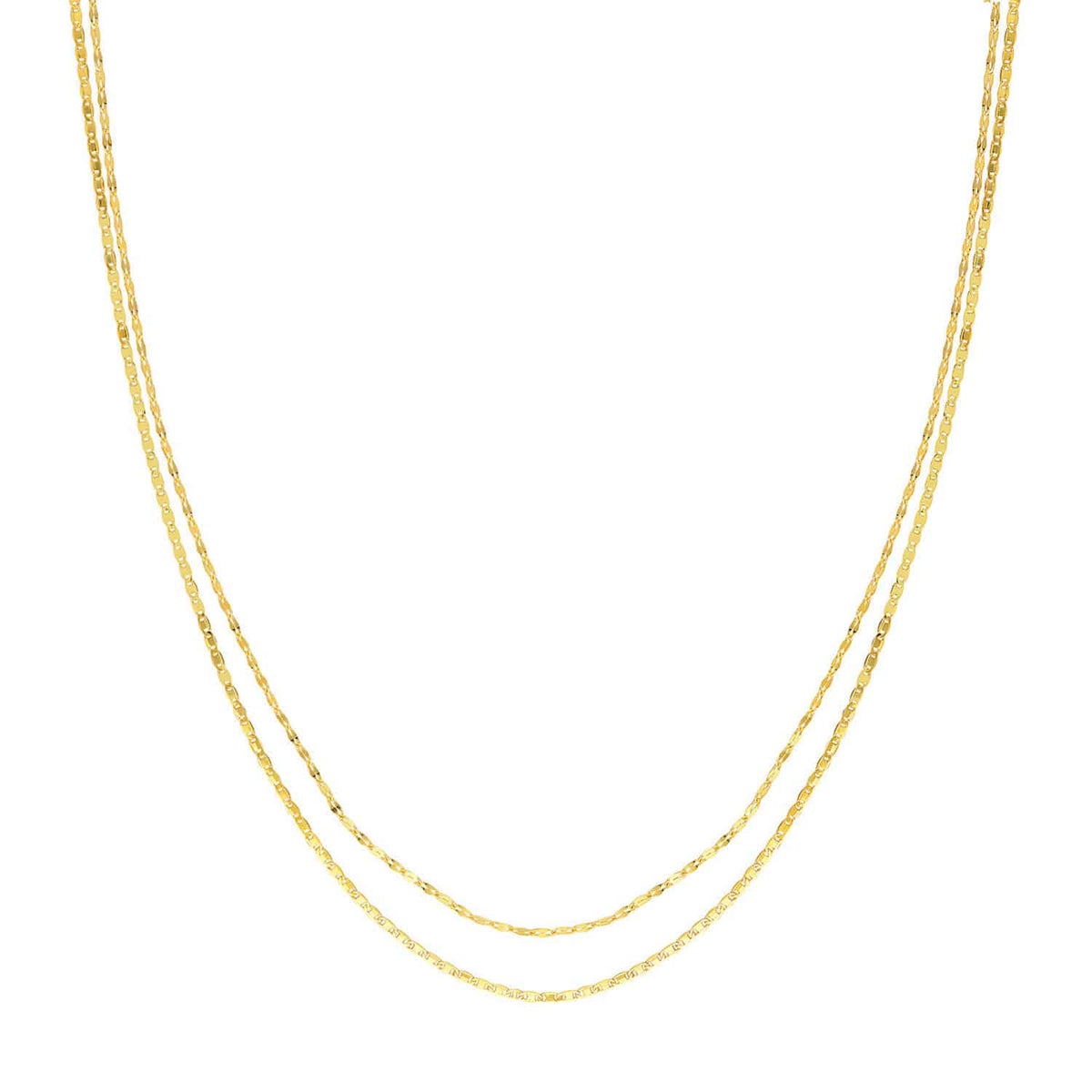 14K Gold Layered Hammered Forzatina Chain (Solid Links) 16" - 18" Adjustable - WJD Exclusives