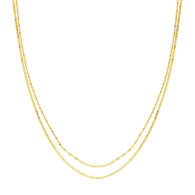 14K Gold Layered Hammered Forzatina Chain (Solid Links) 16" - 18" Adjustable - WJD Exclusives