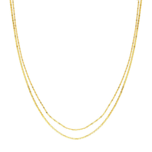 14K Gold Layered Hammered Forzatina Chain Necklace 16"-18" Adjustable