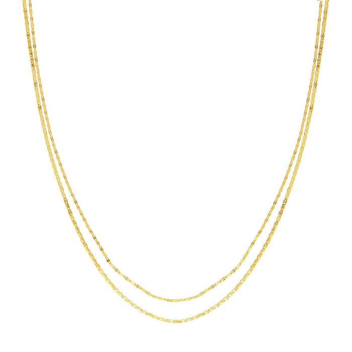 14K Gold Layered Hammered Forzatina Chain (Solid Links) 16" - 18" Adjustable - WJD Exclusives