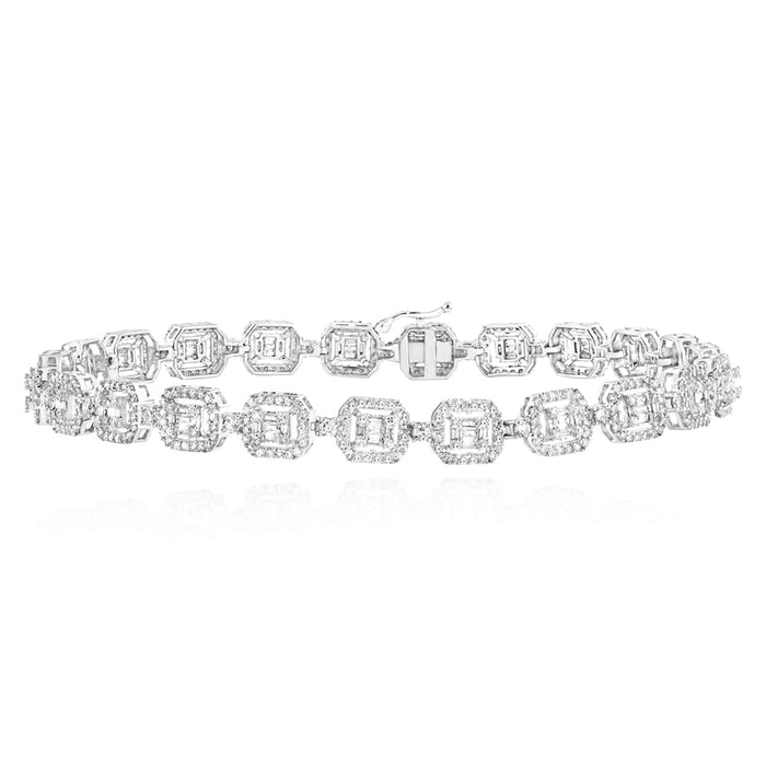 3CTW Natural Diamond 10K Yellow White Gold Baguette Geometric Bracelet (Solid Links) 8.5" - WJD Exclusives