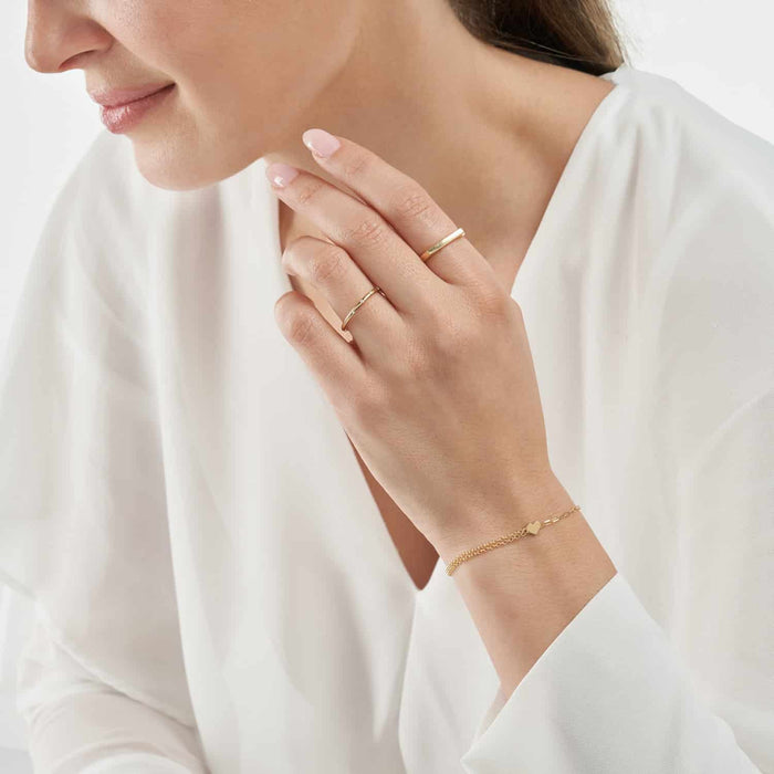 14K Yellow Gold Paperclip Double Rolo Heart Bracelet (Hollow) 7.5" - WJD Exclusives