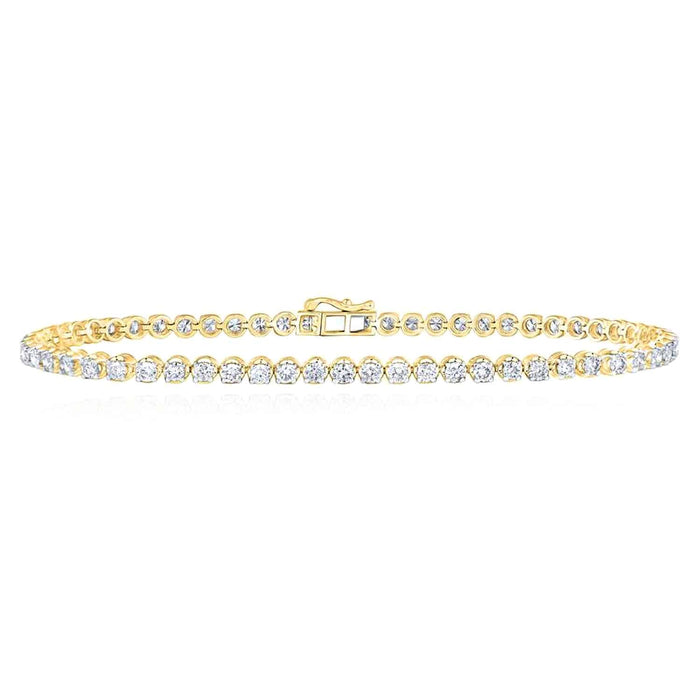 4.20CTW Natural Diamond 10K Gold Yellow White 2.6mm Tennis Bracelet 8.5" - WJD Exclusives