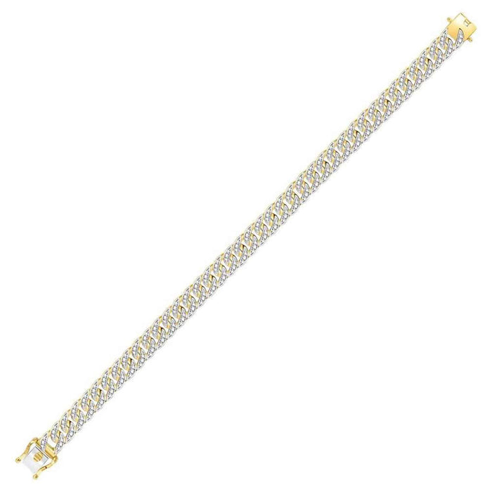 1.75CTW Natural Diamond 10K Yellow Gold Pave 8mm Miami Cuban Bracelet (Solid Links) 8.5" - WJD Exclusives