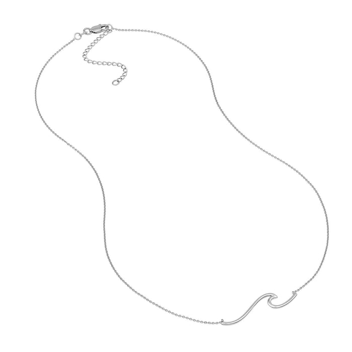 14K Yellow White Gold Wave Symbol Necklace (Solid Links) 16" - 18" Adjustable - WJD Exclusives