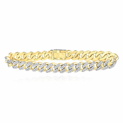 4.85CTW Natural Diamond 10K Yellow Gold Pave 10mm Miami Cuban Bracelet (Solid Links) 8.5" - WJD Exclusives