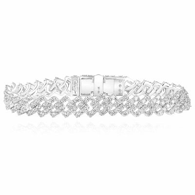 7.60CTW Natural Diamond 10K White Rose Gold Pave 8.5mm Miami Cuban Bracelet (Solid Links) 8.5" - WJD Exclusives