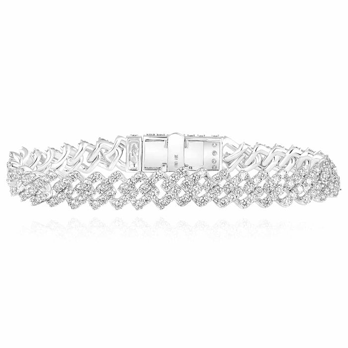 7.60CTW Natural Diamond 10K White Rose Gold Pave 8.5mm Miami Cuban Bracelet (Solid Links) 8.5" - WJD Exclusives
