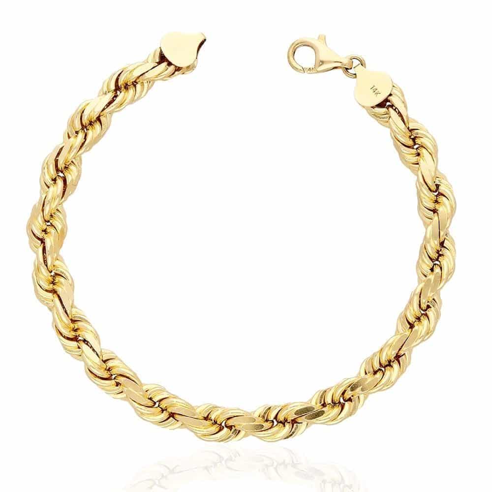 Solid 14k Gold Yellow Diamond Cut 3mm-8mm Rope Bracelet 8.5" HEAVY