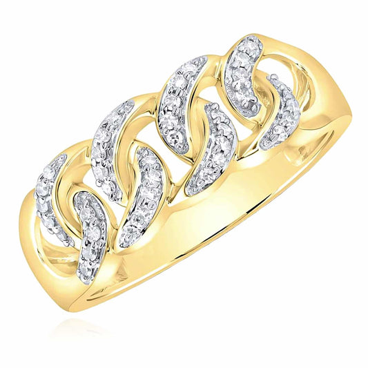 0.25CTW Real Diamond 10K Yellow Gold 9mm Miami Signet Ring