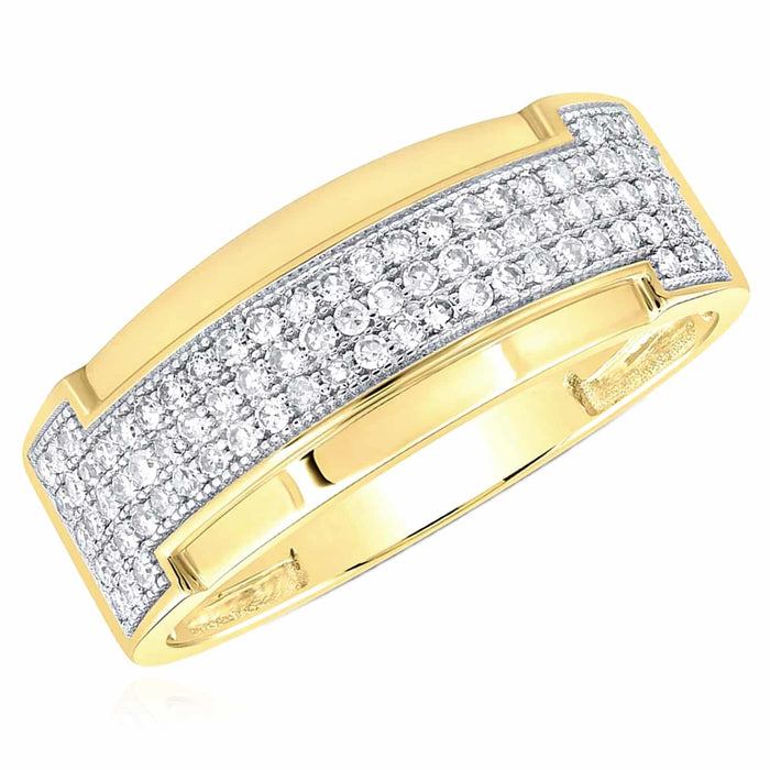 0.50CTW Natural Diamond 10K Gold Yellow 10mm Modern Band Ring - WJD Exclusives