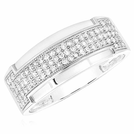 0.50CTW Real Diamond 10K Gold White 10mm Modern Band Ring