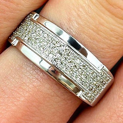 0.50CTW Natural Diamond 10K Gold White 10mm Modern Band Ring