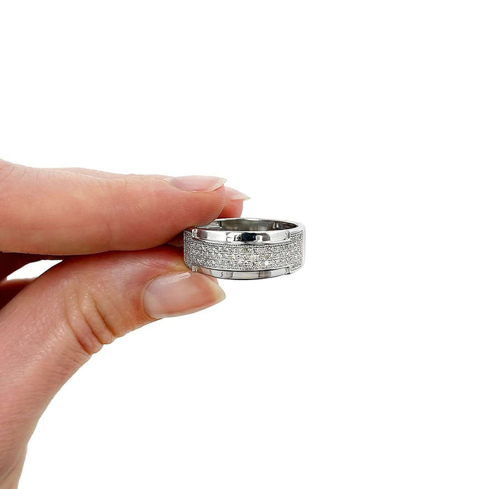 0.50CTW Natural Diamond 10K Gold White 10mm Modern Band Ring - WJD Exclusives