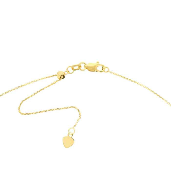 14K Yellow Gold Script Mama Choker Chain (Solid Links) 15" - 17" Adjustable - WJD Exclusives