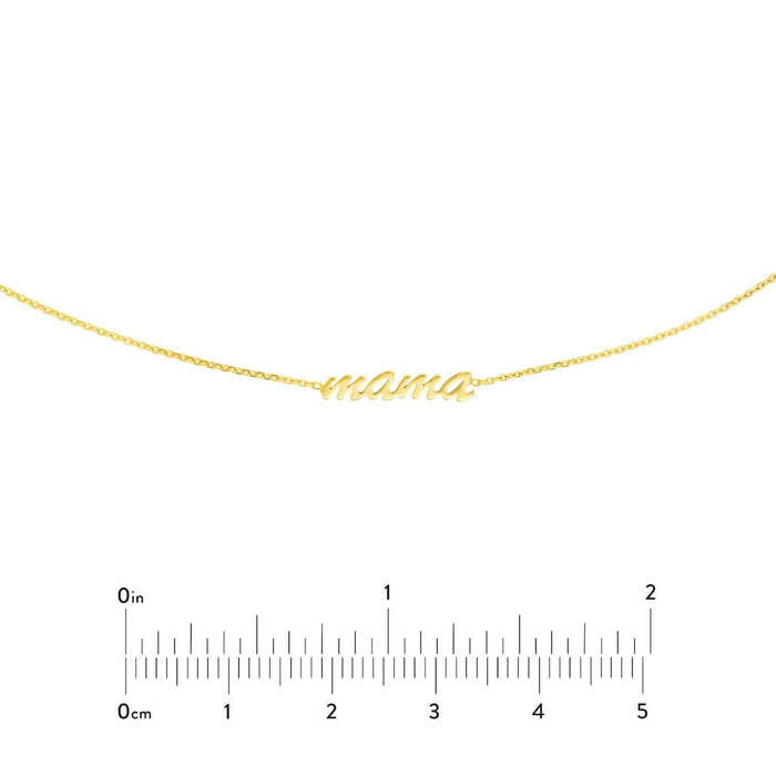 14K Yellow Gold Script Mama Choker Chain (Solid Links) 15" - 17" Adjustable - WJD Exclusives