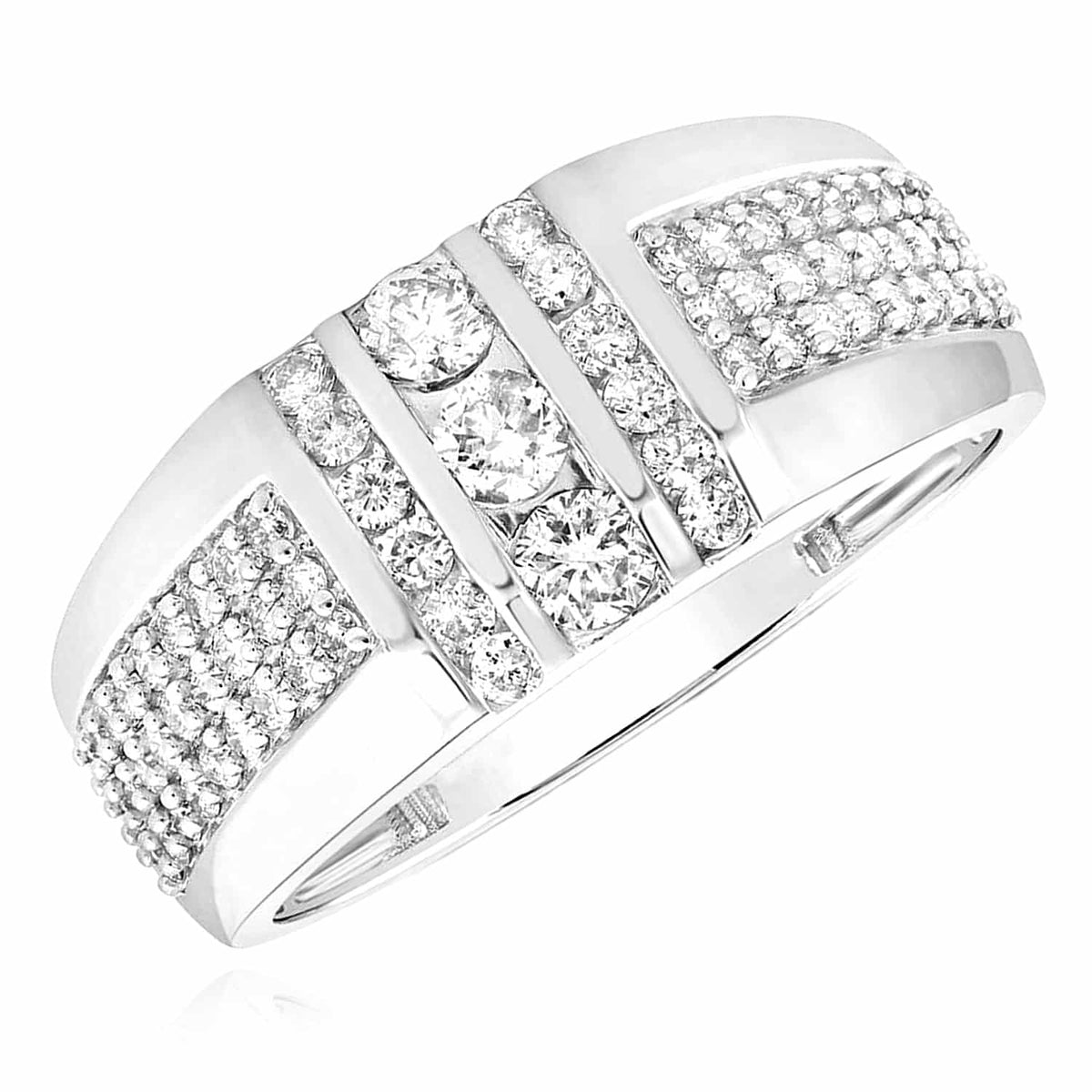 1CTW Natural Diamond 10K White Gold Modern Signet Ring - WJD Exclusives