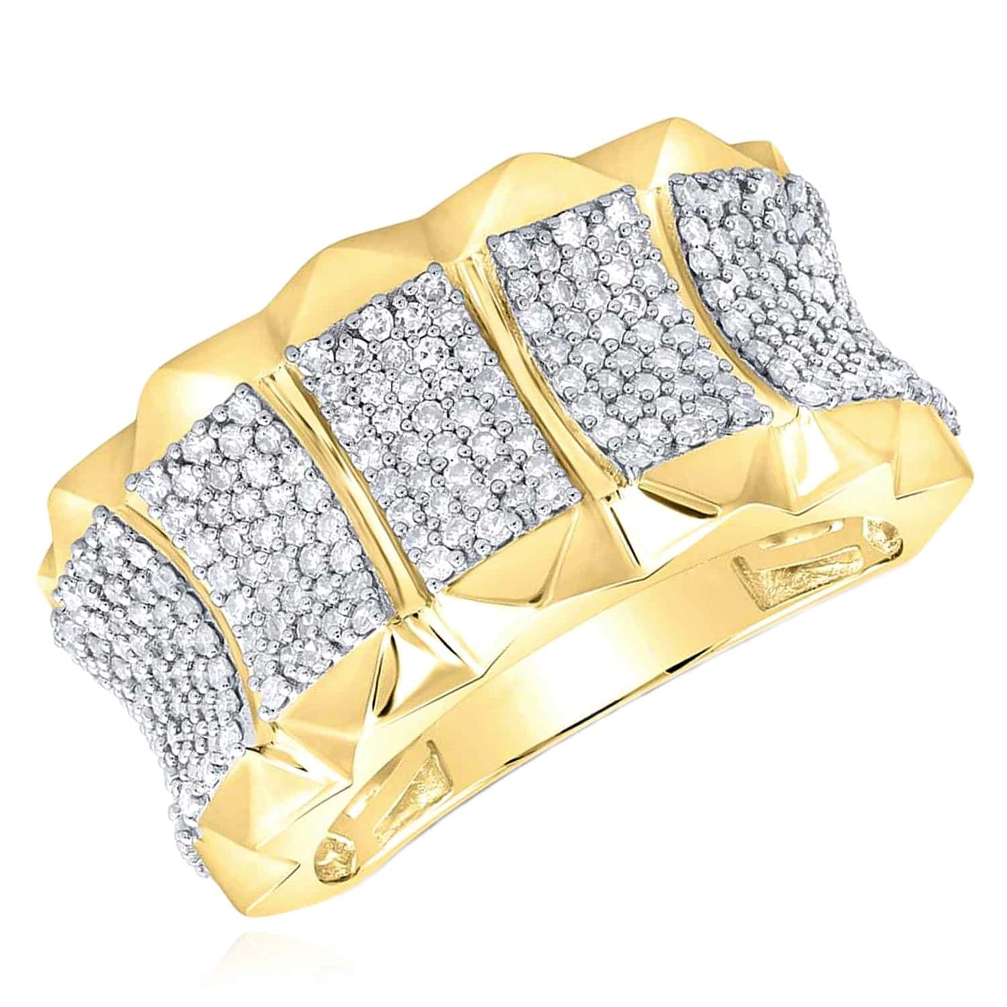 1.35CTW Real Diamond 10K Yellow Gold Inward Band Ring