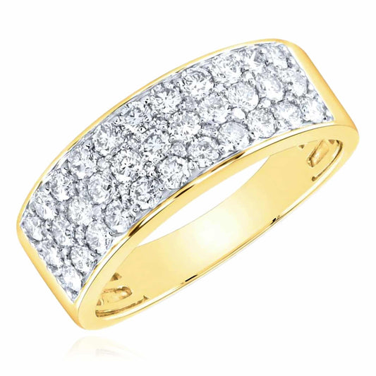 1.40CTW Real Diamond 14K Gold Front Pave 9mm Ring