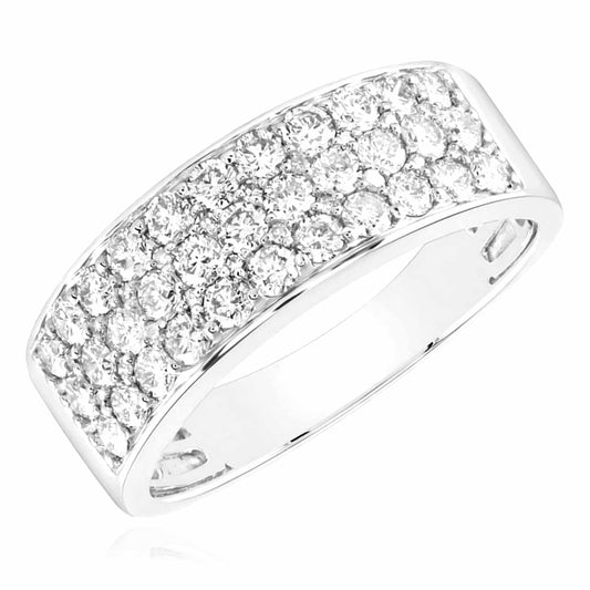 1.40CTW Real Diamond 14K Real Gold White Pave 9mm Ring