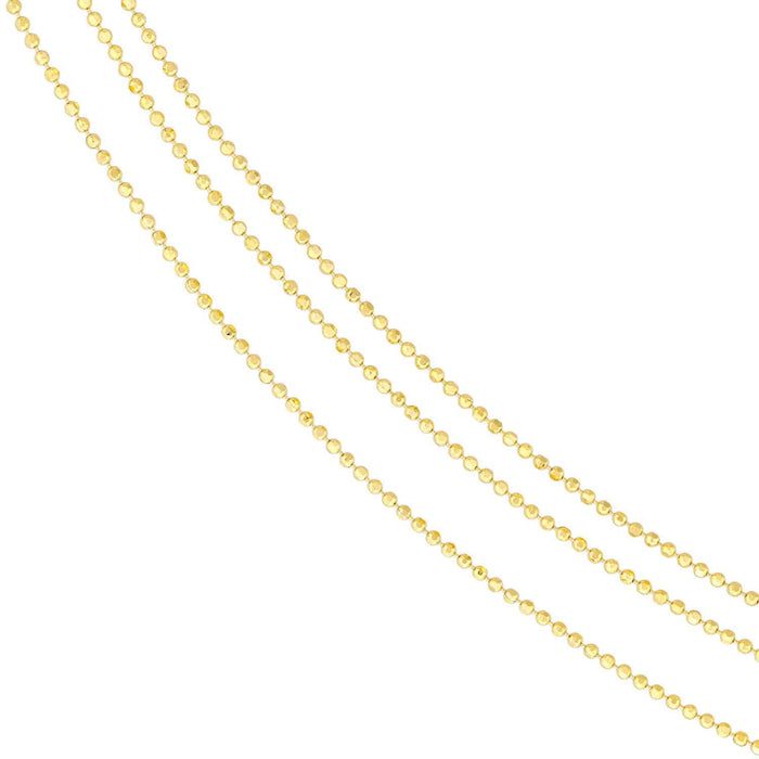 14K Yellow Gold Triple Strand Beaded Chain (Solid Links) 14" - 18" Adjustable - WJD Exclusives