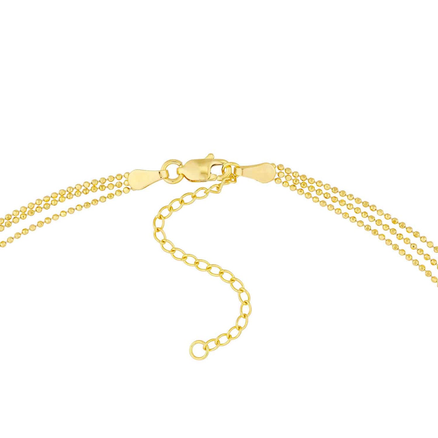 14K Gold Triple Strand Beaded Chain Necklace 14"-18" Adjustable
