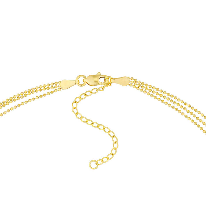 14K Yellow Gold Triple Strand Beaded Chain (Solid Links) 14" - 18" Adjustable - WJD Exclusives