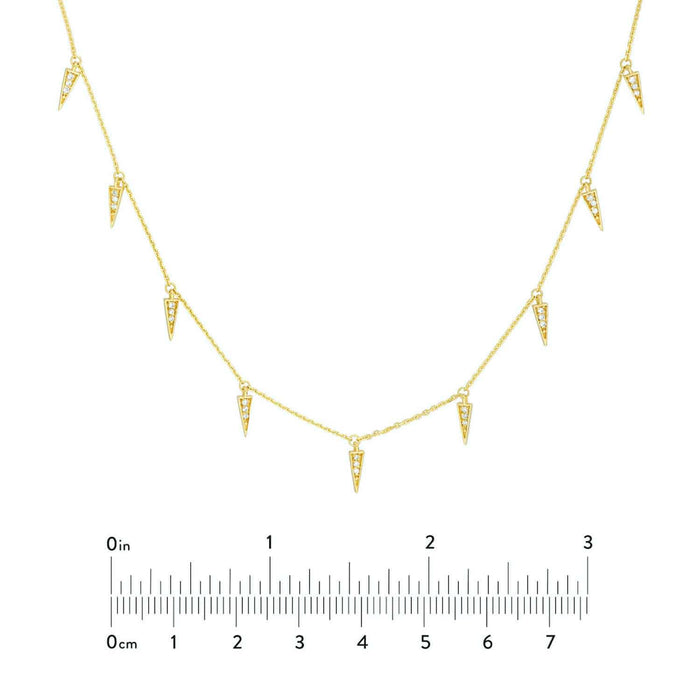 0.25CTW Natural Diamond 14K Yellow Gold Spike Spear Drops Chain (Solid Links) 20" - WJD Exclusives