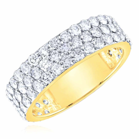 2.85CTW Real Diamond 14K Gold Yellow Band Ring