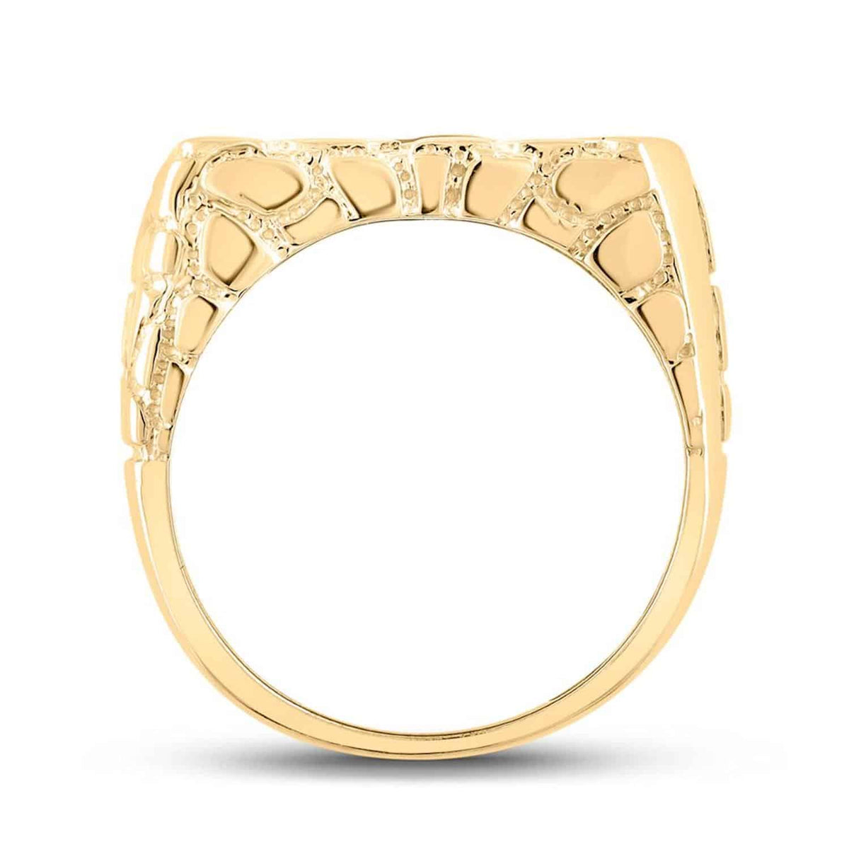 0.50CTW Natural Diamond 10K Gold Sideways Rectangular Signet Nugget Ring - WJD Exclusives