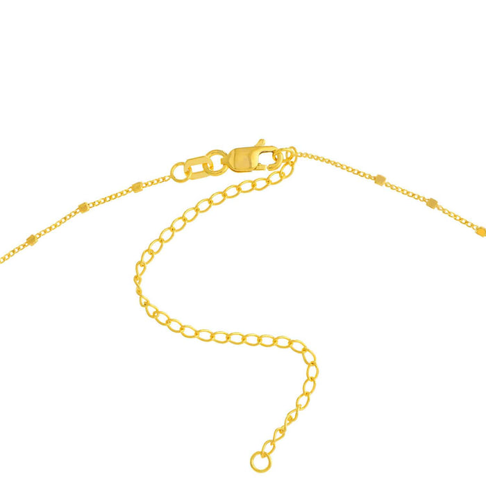 14K Yellow White Gold Saturn Station Choker Necklace (Hollow) 13" - 16" Adjustable - WJD Exclusives