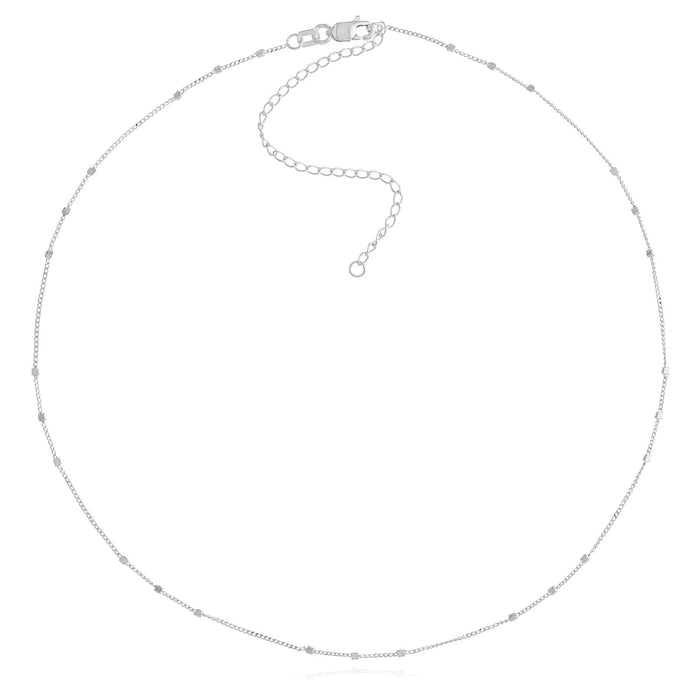 14K Yellow White Gold Saturn Station Choker Necklace (Hollow) 13" - 16" Adjustable - WJD Exclusives