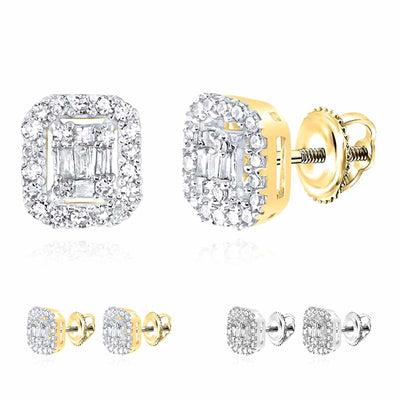 0.23CTW Natural Diamond 10K Gold White Cluster Screw Back Stud Earrings - WJD Exclusives