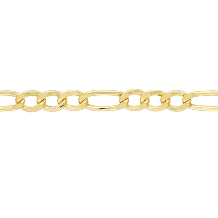 14K Yellow Gold 2.5mm Figaro Chain Choker Necklace (Hollow) 15" - 16" Adjustable - WJD Exclusives