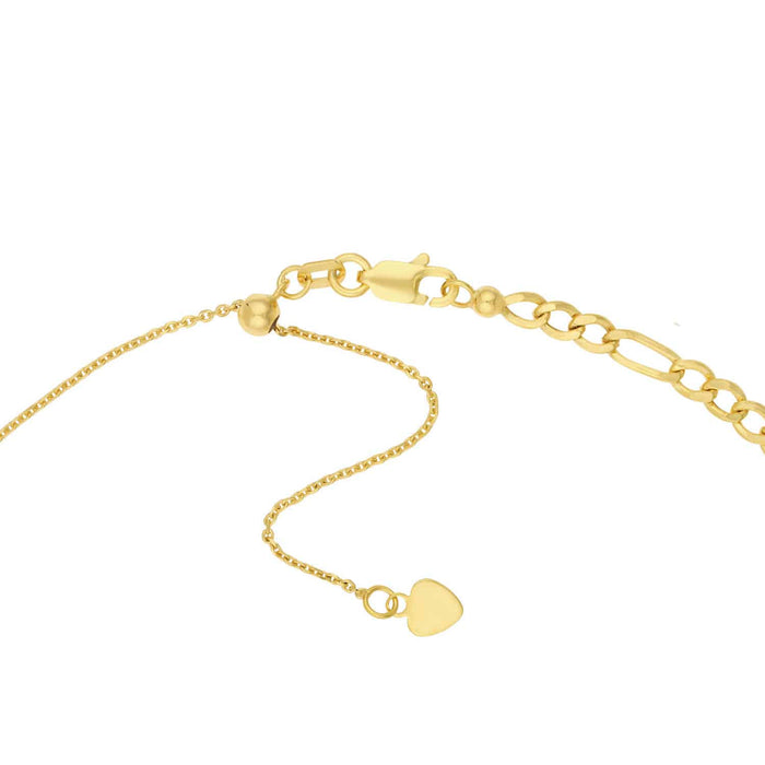 14K Yellow Gold 2.5mm Figaro Chain Choker Necklace (Hollow) 15" - 16" Adjustable - WJD Exclusives