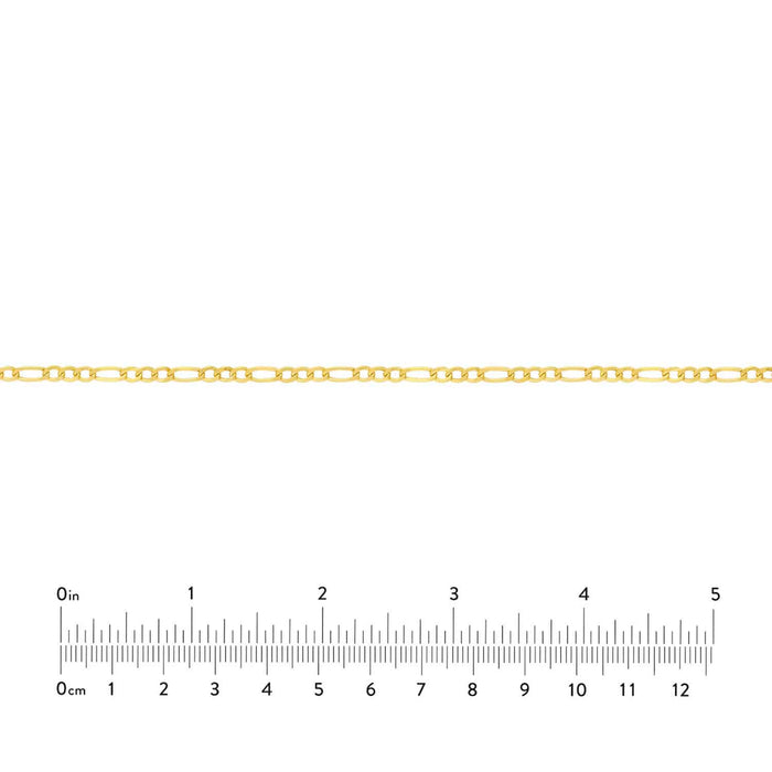 14K Yellow Gold 2.5mm Figaro Chain Choker Necklace (Hollow) 15" - 16" Adjustable - WJD Exclusives