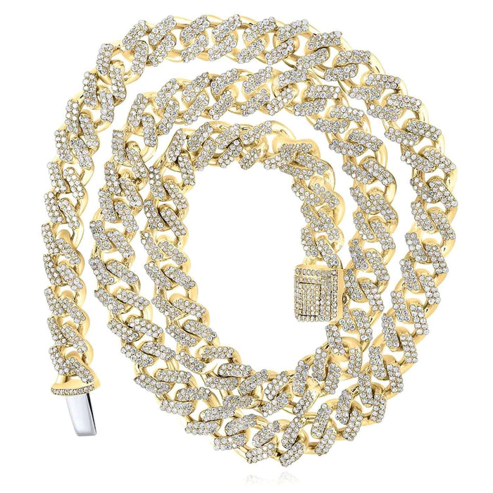 8CTW Natural Diamond 10K Yellow Rose Gold Pave 8mm Miami Cuban Necklace (Solid Links) 18" - WJD Exclusives