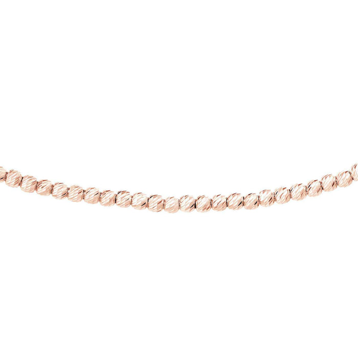 14K Yellow Gold 2mm Diamond - Cut Bead Choker Necklace (Solid Links) 14" - 16" Adjustable - WJD Exclusives
