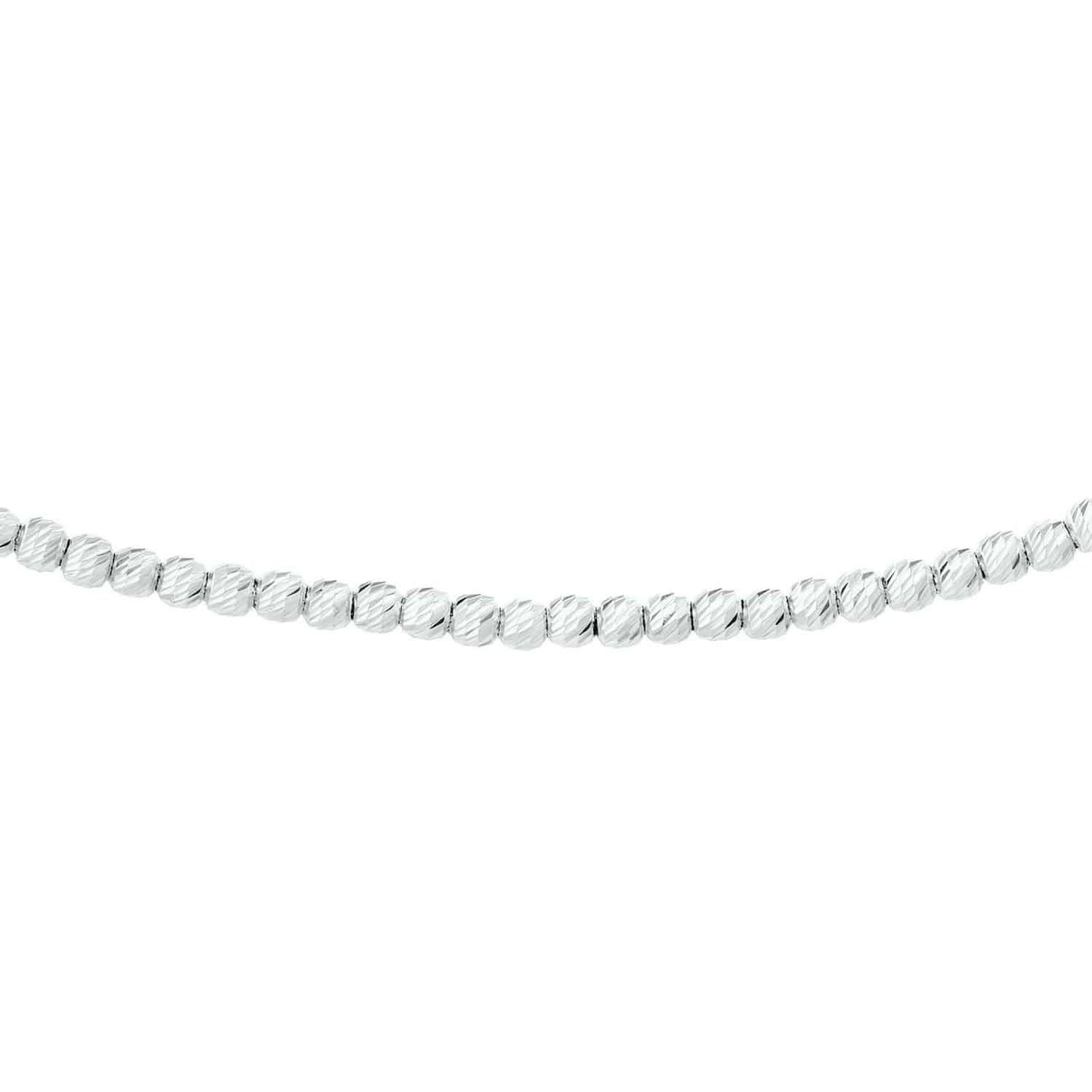 14K Gold 2mm Diamond-Cut Bead Choker Necklace 14"-16" Adjustable