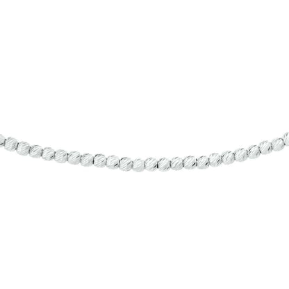 14K Gold 2mm Diamond-Cut Bead Choker Necklace 14"-16" Adjustable