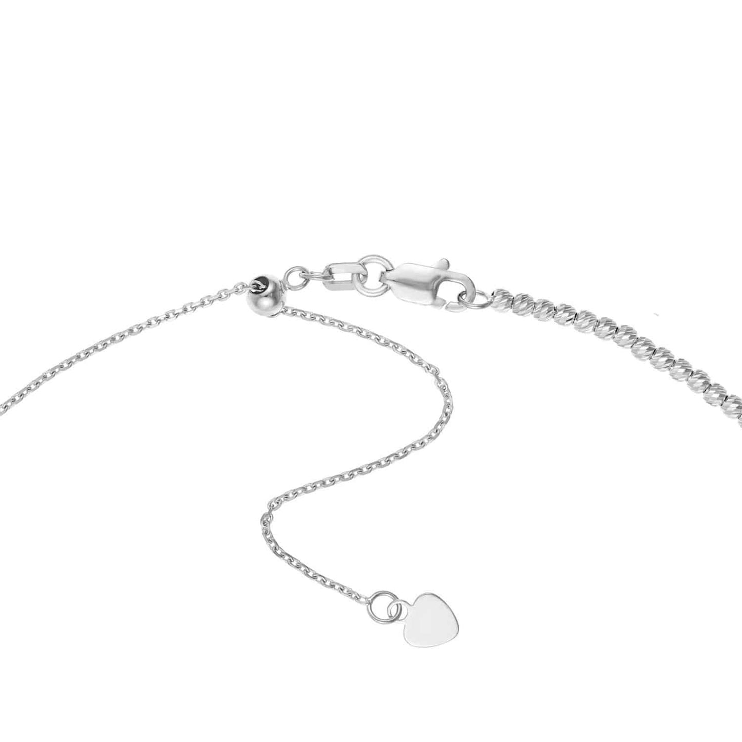 14K Gold 2mm Diamond-Cut Bead Choker Necklace 14"-16" Adjustable