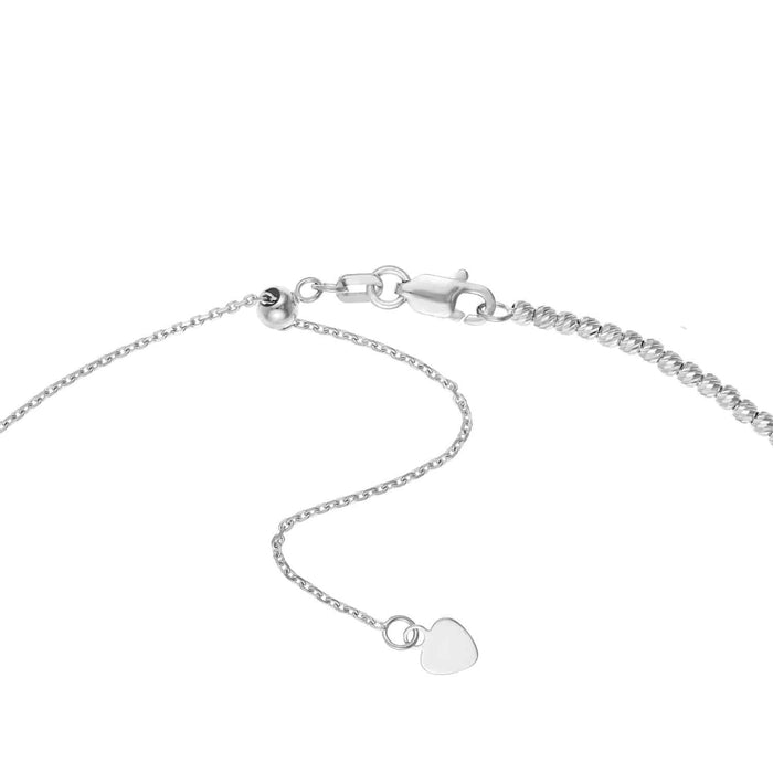 14K Yellow Gold 2mm Diamond - Cut Bead Choker Necklace (Solid Links) 14" - 16" Adjustable - WJD Exclusives