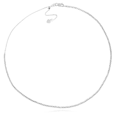 14K Yellow Gold 2mm Diamond - Cut Bead Choker Necklace (Solid Links) 14" - 16" Adjustable - WJD Exclusives