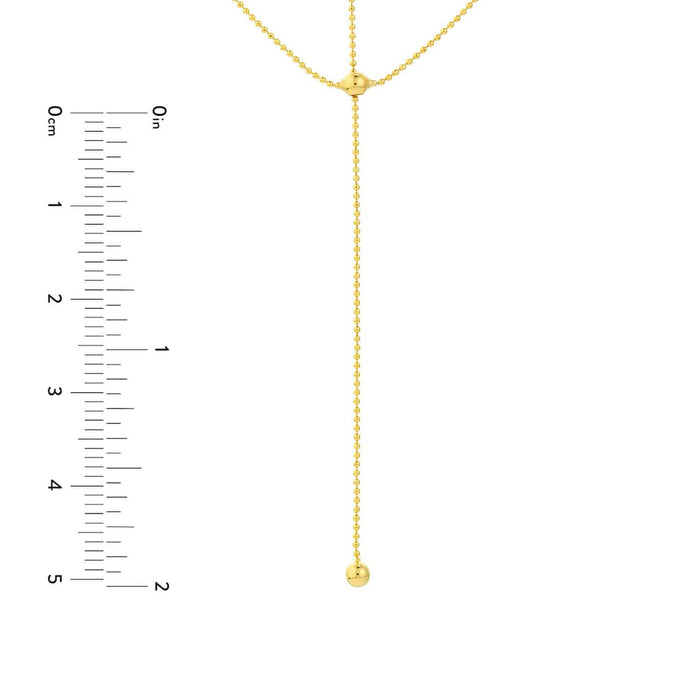 14K Yellow Gold Two - Stranded Connecting Bead Dangle Necklace (Hollow) 14" - 17" Adjustable - WJD Exclusives