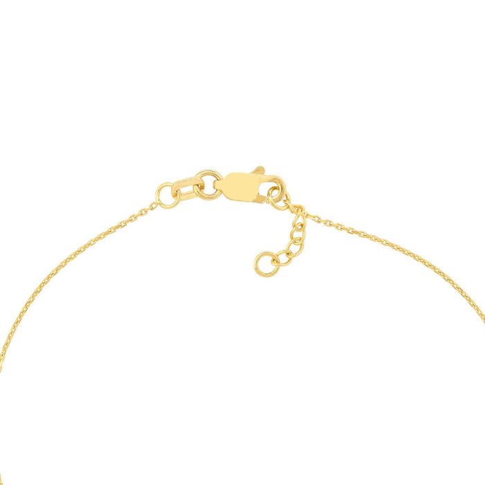 14K Yellow White Rose Gold 0.8mm Cable Open Heart Charm Bracelet (Solid Links) 7.5" - WJD Exclusives