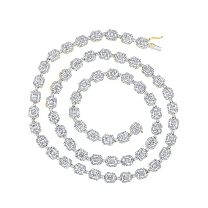 8.15CTW Natural Diamond 10K White Gold Square Baguette Cluster Chain (Solid Links) 22" - WJD Exclusives