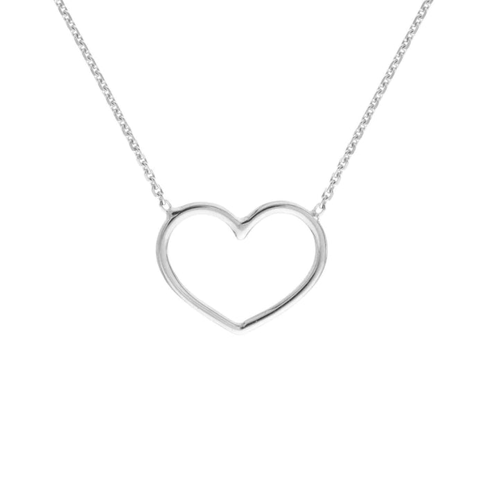 14K Yellow White Rose Gold 0.8mm Open Heart Necklace (Solid Links) 16" - 18" Adjustable - WJD Exclusives