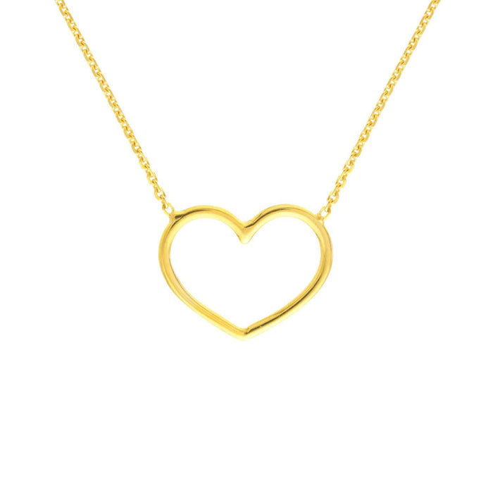 14K Yellow White Rose Gold 0.8mm Open Heart Necklace (Solid Links) 16" - 18" Adjustable - WJD Exclusives